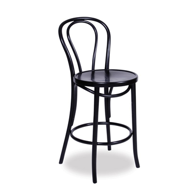 74cm Bentwood Stool with back - Black