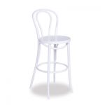 68cm Bentwood Stool with back - White