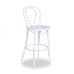 74cm Bentwood Stool with back - White