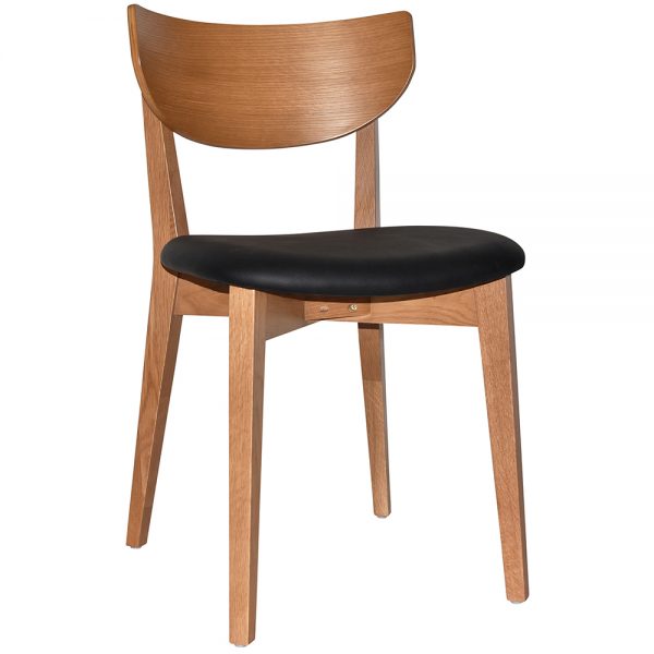RIALTO CHAIR LIGHT OAK - VINYL BLACK SEAT