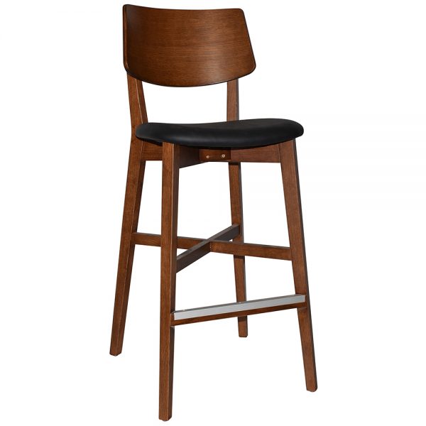 PHOENIX STOOL LIGHT WALNUT- VINYL BLACK SEAT