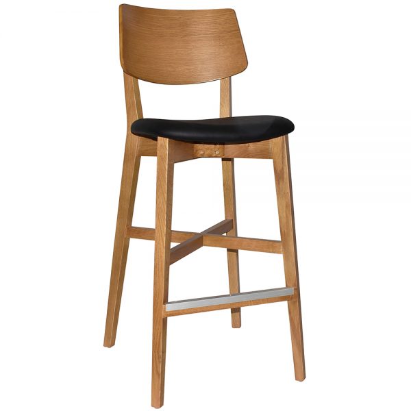 PHOENIX STOOL LIGHT OAK - VINYL BLACK SEAT