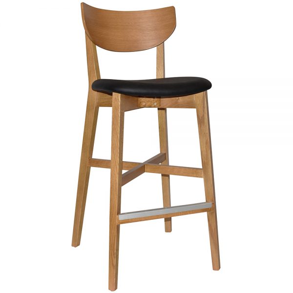 RIALTO STOOL LIGHT OAK - BLACK VINYL SEAT