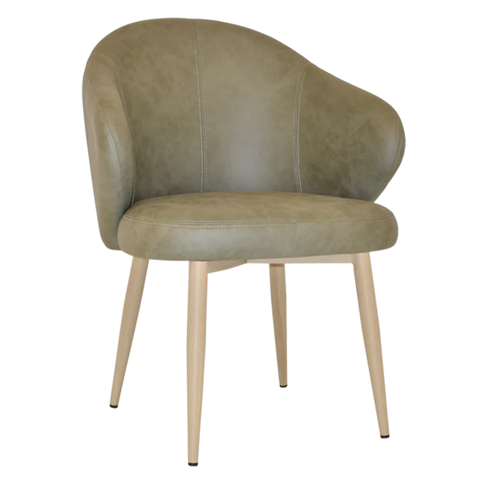 HUGO ARM CHAIR  METAL BIRCH + PELLE SAGE