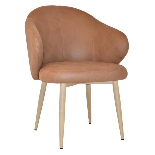 HUGO ARM CHAIR  METAL BIRCH + PELLE TAN