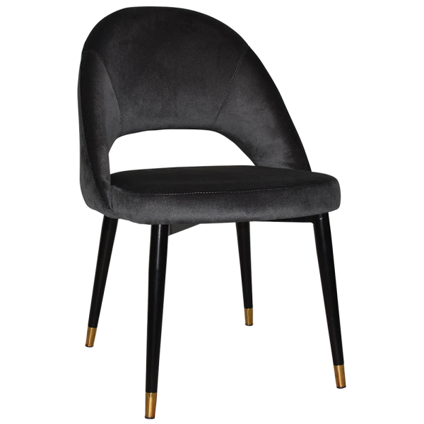 CHEVRON CHAIR  METAL (SLIM) BRASS + REGIS CHARCOAL