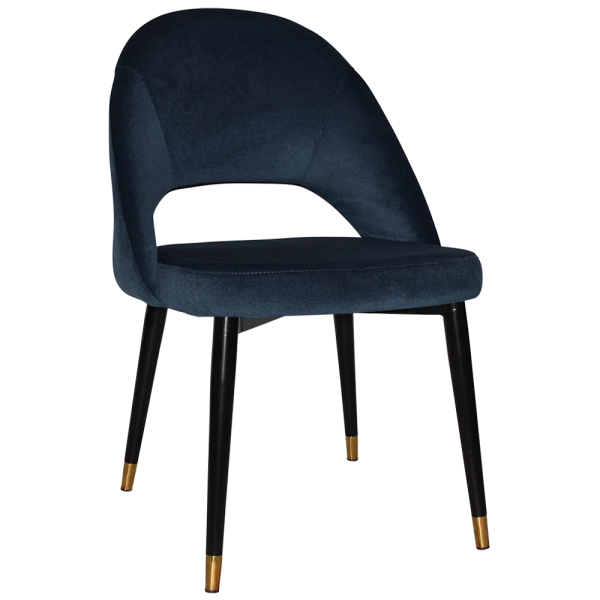 CHEVRON CHAIR  METAL (SLIM) BRASS + REGIS NAVY
