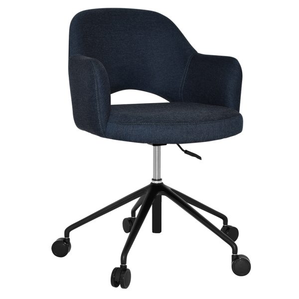 ALBURY ARM CHAIR  CASTOR V2 BLACK + PELLE/BENITO NAVY