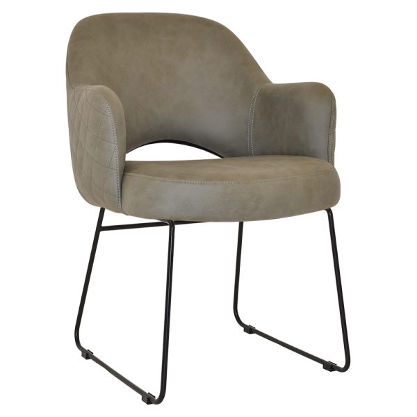 ALBURY ARM CHAIR  SLED BLACK + PELLE/BENITO SAGE