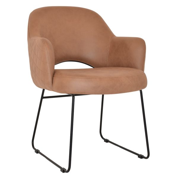 ALBURY ARM CHAIR  SLED BLACK + PELLE/BENITO TAN