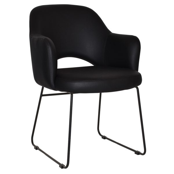 ALBURY ARM CHAIR  SLED BLACK + VINYL BLACK