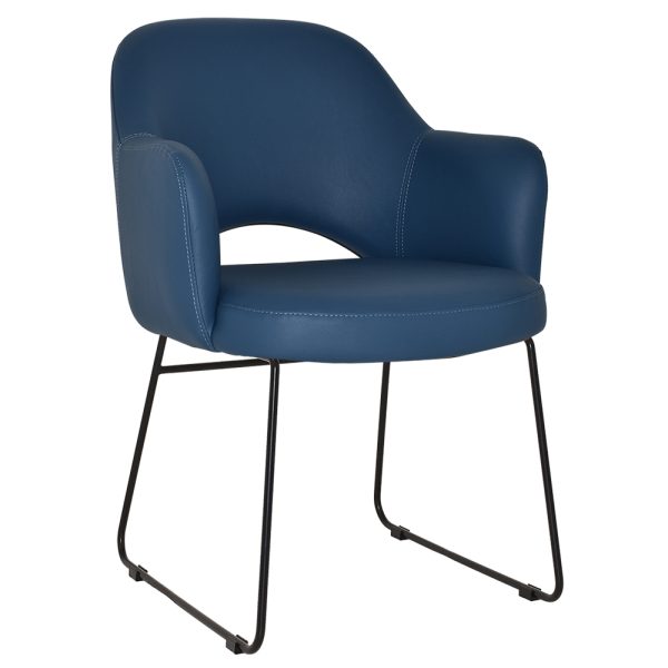ALBURY ARM CHAIR  SLED BLACK + VINYL BLUE