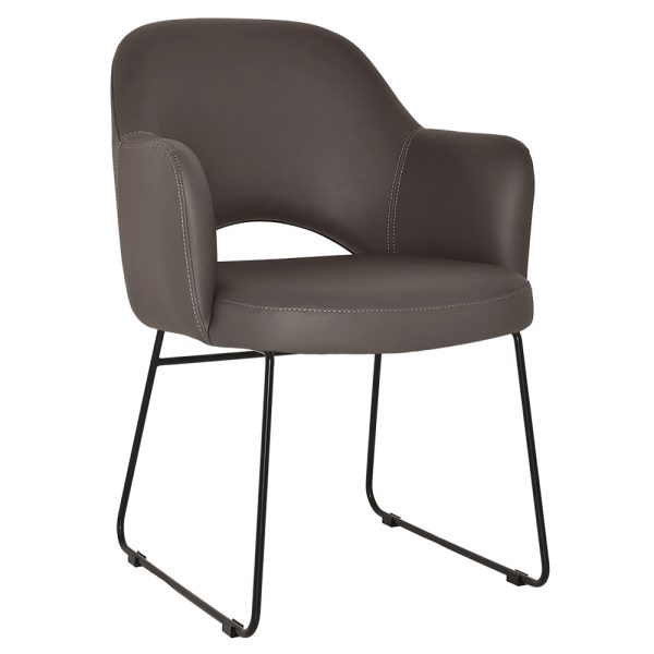 ALBURY ARM CHAIR  SLED BLACK + VINYL CHARCOAL