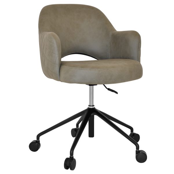 ALBURY ARM CHAIR  CASTOR V2 BLACK + PELLE/BENITO SAGE
