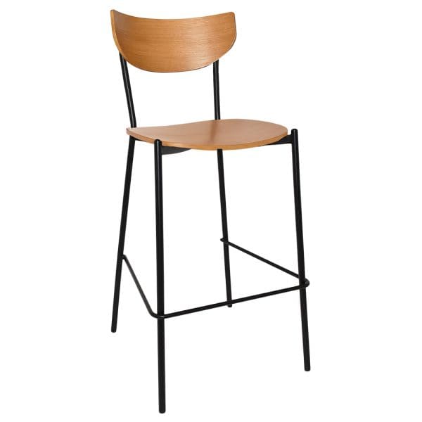 MARCO STOOL  BLACK - LIGHT OAK