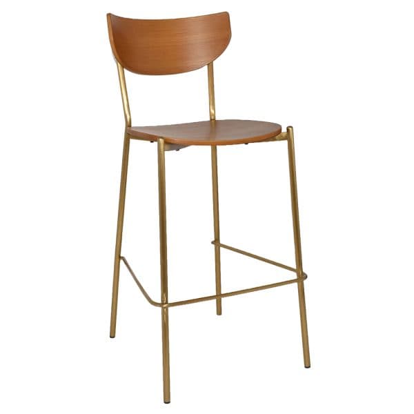 MARCO STOOL  BRASS - LIGHT OAK