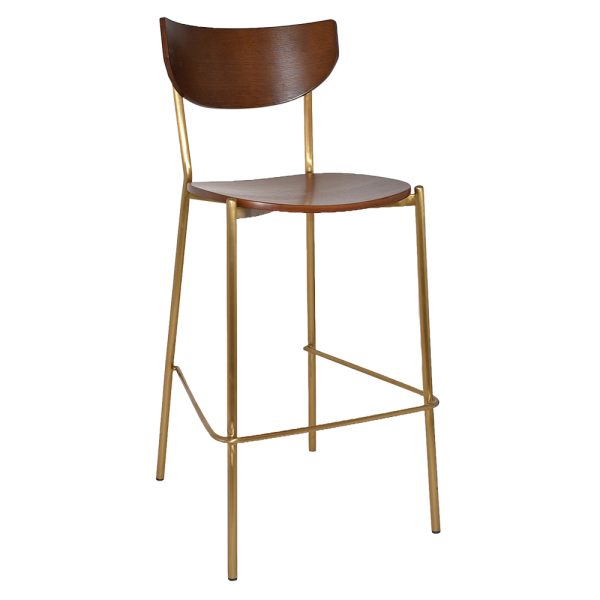 MARCO STOOL BRASS - LIGHT WALNUT