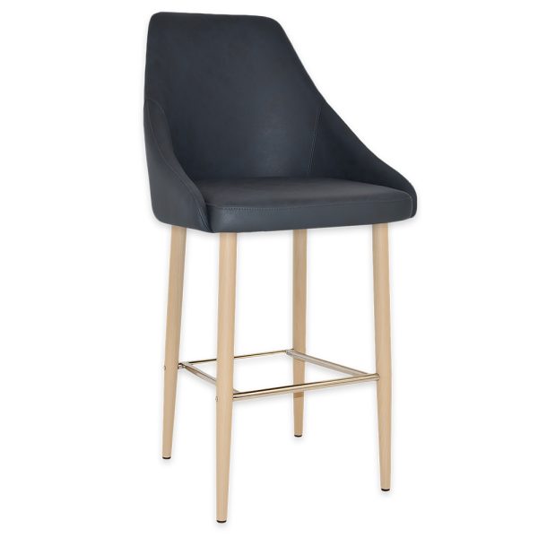 STOCKHOLM STOOL  SIDE 750 METAL BIRCH + PELLE NAVY