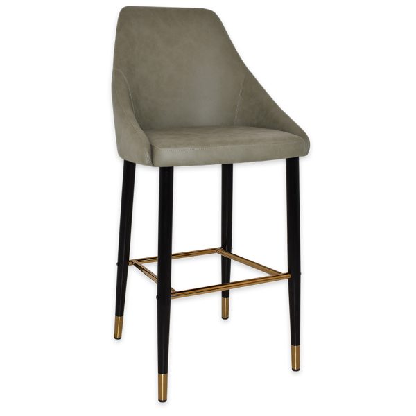 STOCKHOLM STOOL SIDE 750 METAL BLACK/BRASS + PELLE SAGE