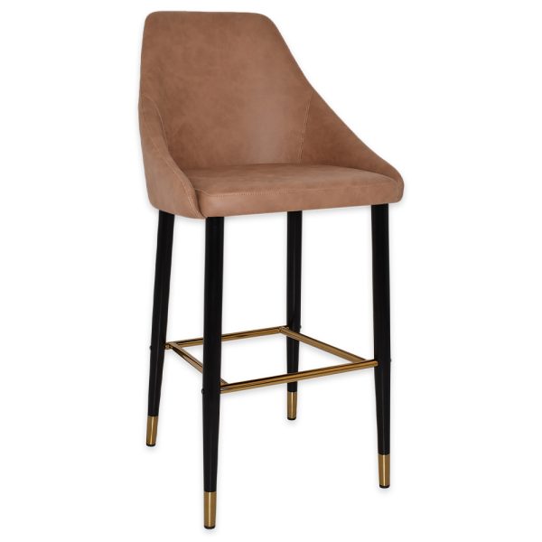 STOCKHOLM STOOL SIDE 750 METAL BLACK/BRASS + PELLE TAN