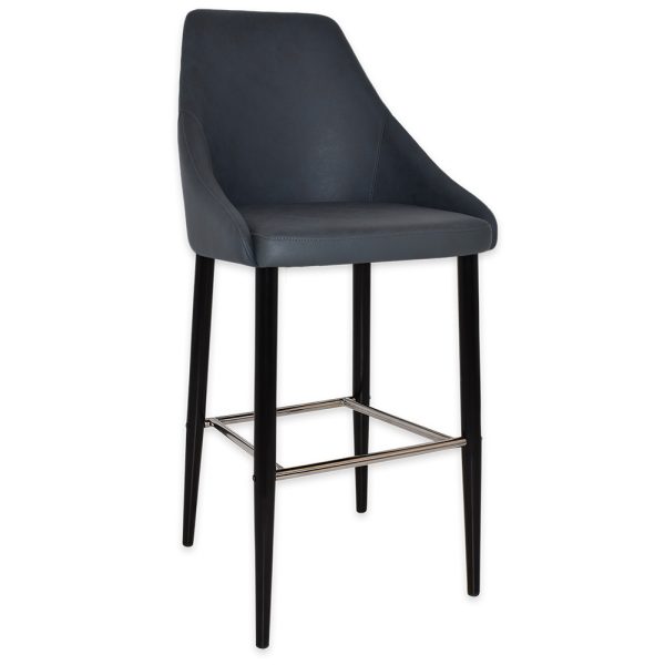 STOCKHOLM STOOL  SIDE 750 METAL BLACK + PELLE NAVY