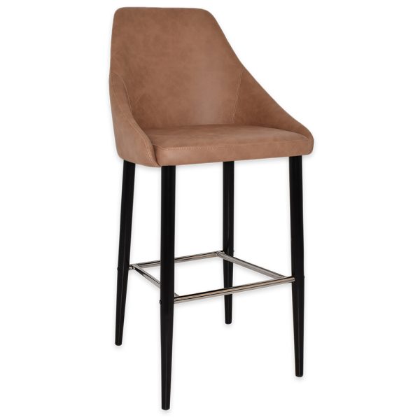 STOCKHOLM STOOL  SIDE 750 METAL BLACK + PELLE TAN