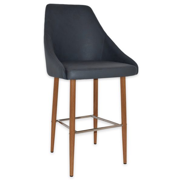STOCKHOLM STOOL  SIDE 750 METAL LIGHT OAK + PELLE NAVY