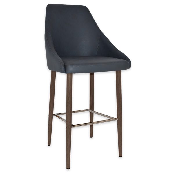 STOCKHOLM STOOL  SIDE 750 METAL LIGHT WALNUT + PELLE NAVY