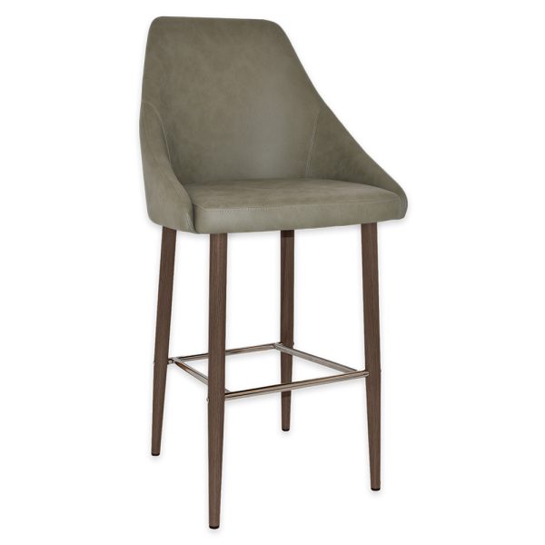 STOCKHOLM STOOL  SIDE 750 METAL LIGHT WALNUT + PELLE SAGE