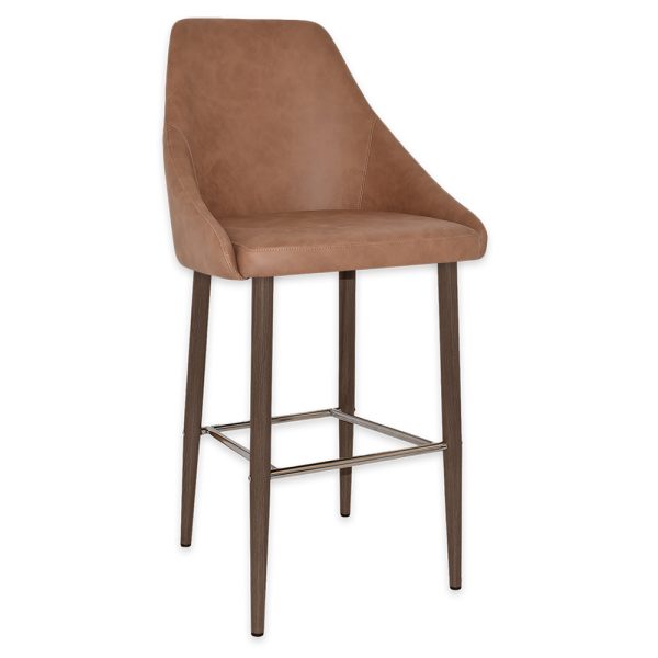 STOCKHOLM STOOL  SIDE 750 METAL LIGHT WALNUT + PELLE TAN