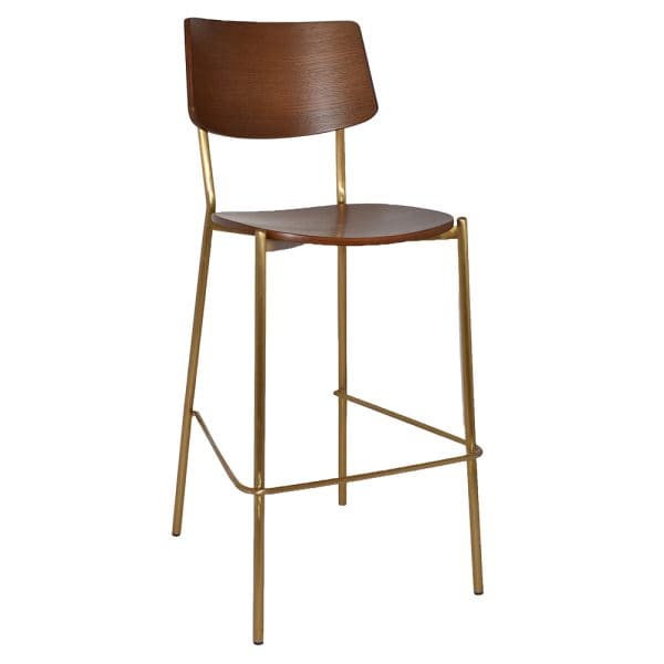TEXAS STOOL  BRASS - LIGHT WALNUT
