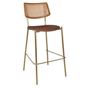 TEXAS STOOL BRASS - RATTAN LIGHT OAK - VINYL TAN