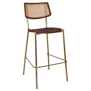 TEXAS STOOL BRASS - RATTAN LIGHT WALNUT