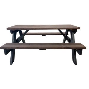 PICNIC TABLE 1.8M BLACK/WALNUT