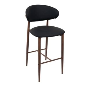 SCARLETT STOOL METAL LIGHT WALNUT - VINYL BLACK