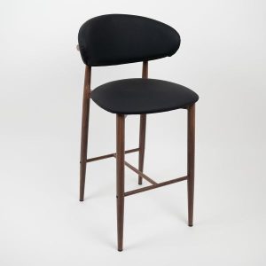 SCARLETT STOOL METAL LIGHT WALNUT - VINYL BLACK
